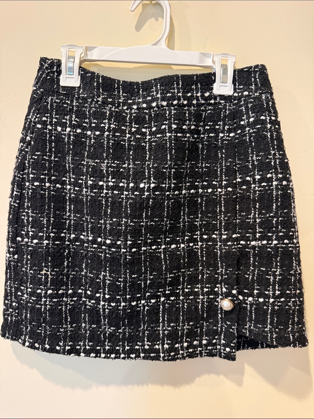 Blush Mark coquette Black Tweed Mini Skirt W/Pearl Legally Blonde Small Preppy